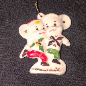 Mid Century Vintage Hawaii Mouse Mice Christmas Ornament Hawaiian Ice Skating